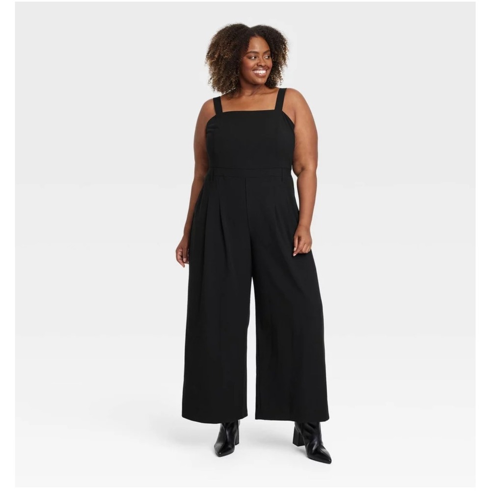 NWT Ava & Viv Black Wide Leg Jumpsuit Plus Size 1X Sleeveless Career Casual Chic